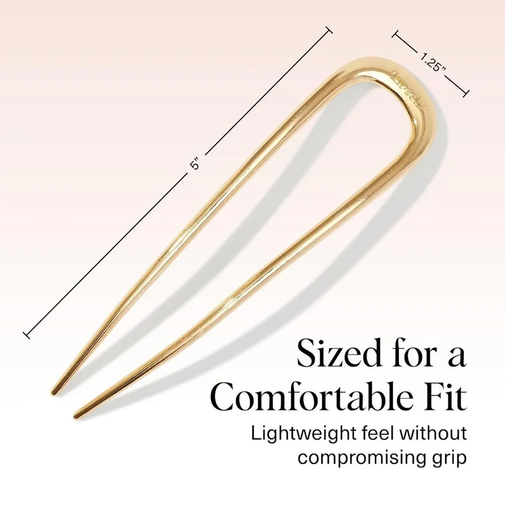 French Hair Pins for Women – Elegant & Durable Metal Hair Fork for Updos, Chigno